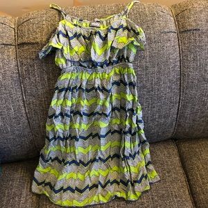 Vanity Lime Green and Blue Dress w/ Ruffle